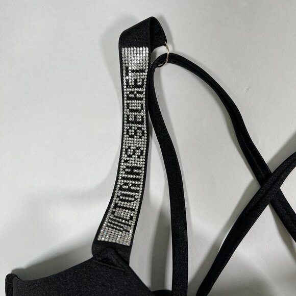 Victoria Secret 32C S Bombshell Push Up Top Bikini Set Shine Strap LOGO Black - Picture 7 of 15